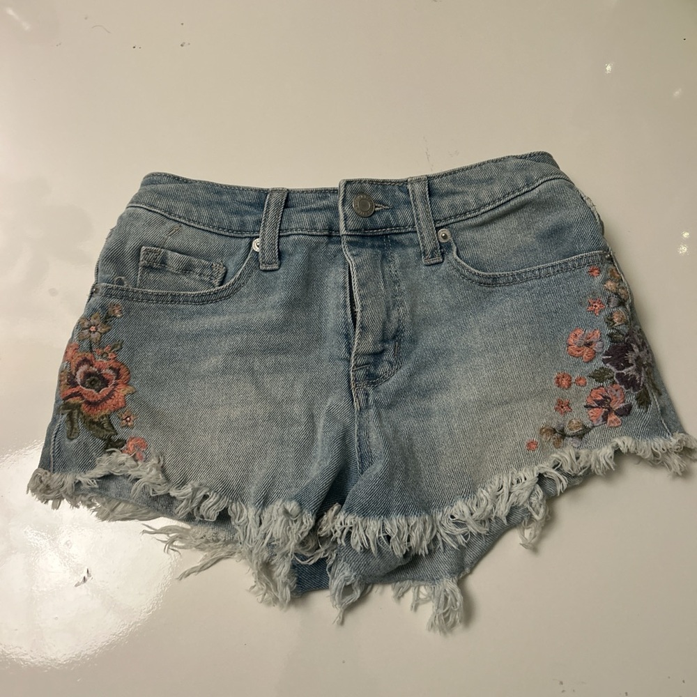 Mossimo Supply Co. Blue Floral Jean Shorts